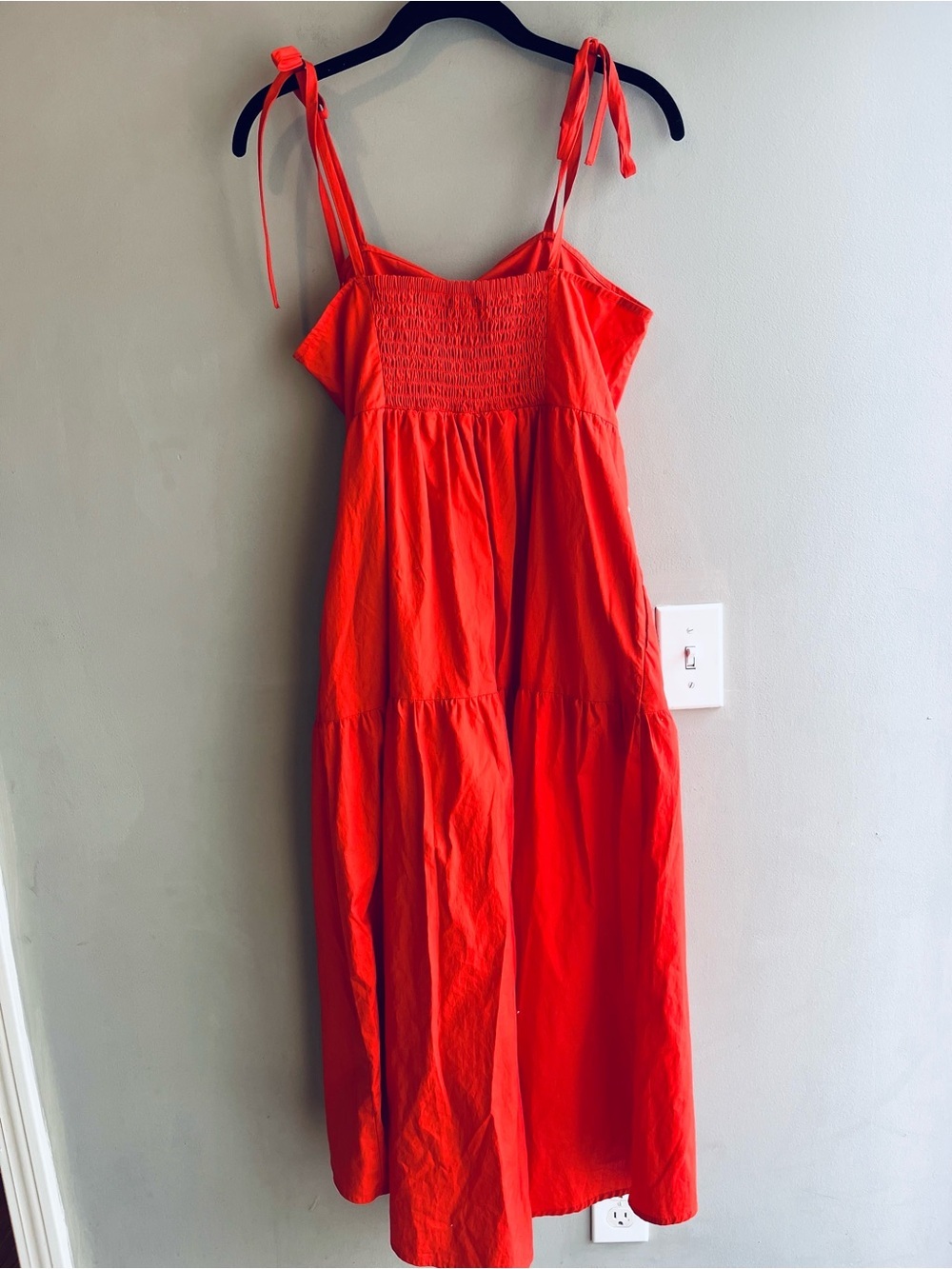 Red Tie-Strap Summer Dress Pockets NWT Size Small - Picture 10 of 11